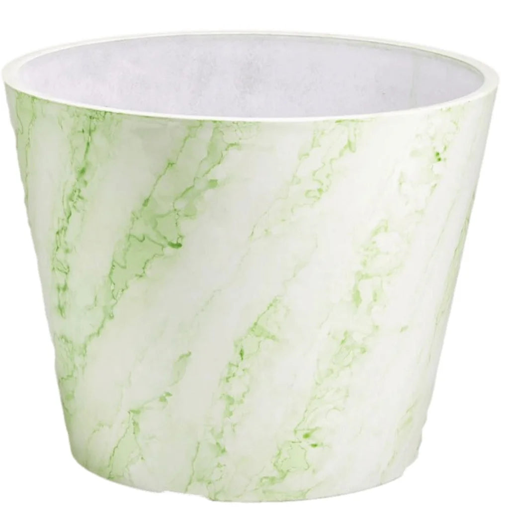 Green & White Imitation Marble Pot - 25cm
