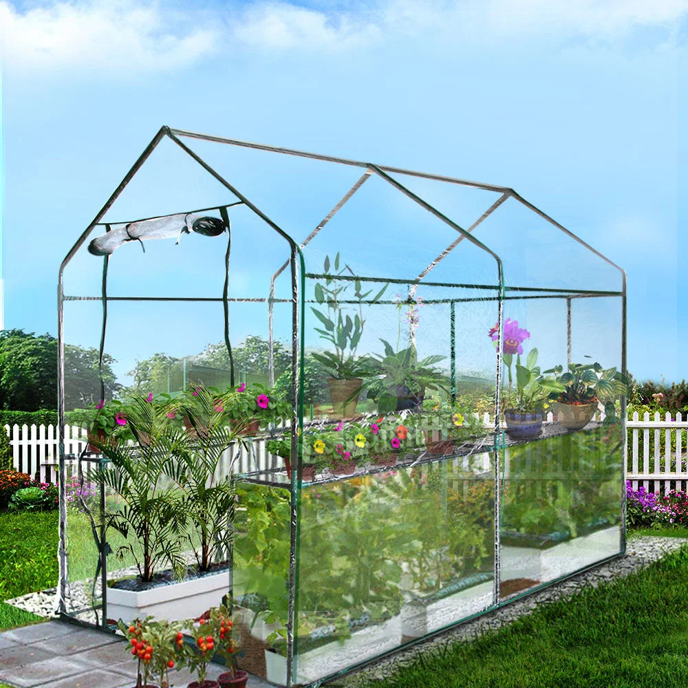 Greenhouse 1.9x1.2m Garden Shed Storage Clear - Green Houses