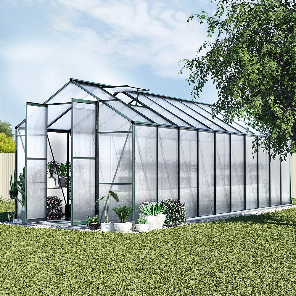Greenhouse Aluminium 6.3x2.44x2.1M Polycarbonate Garden
