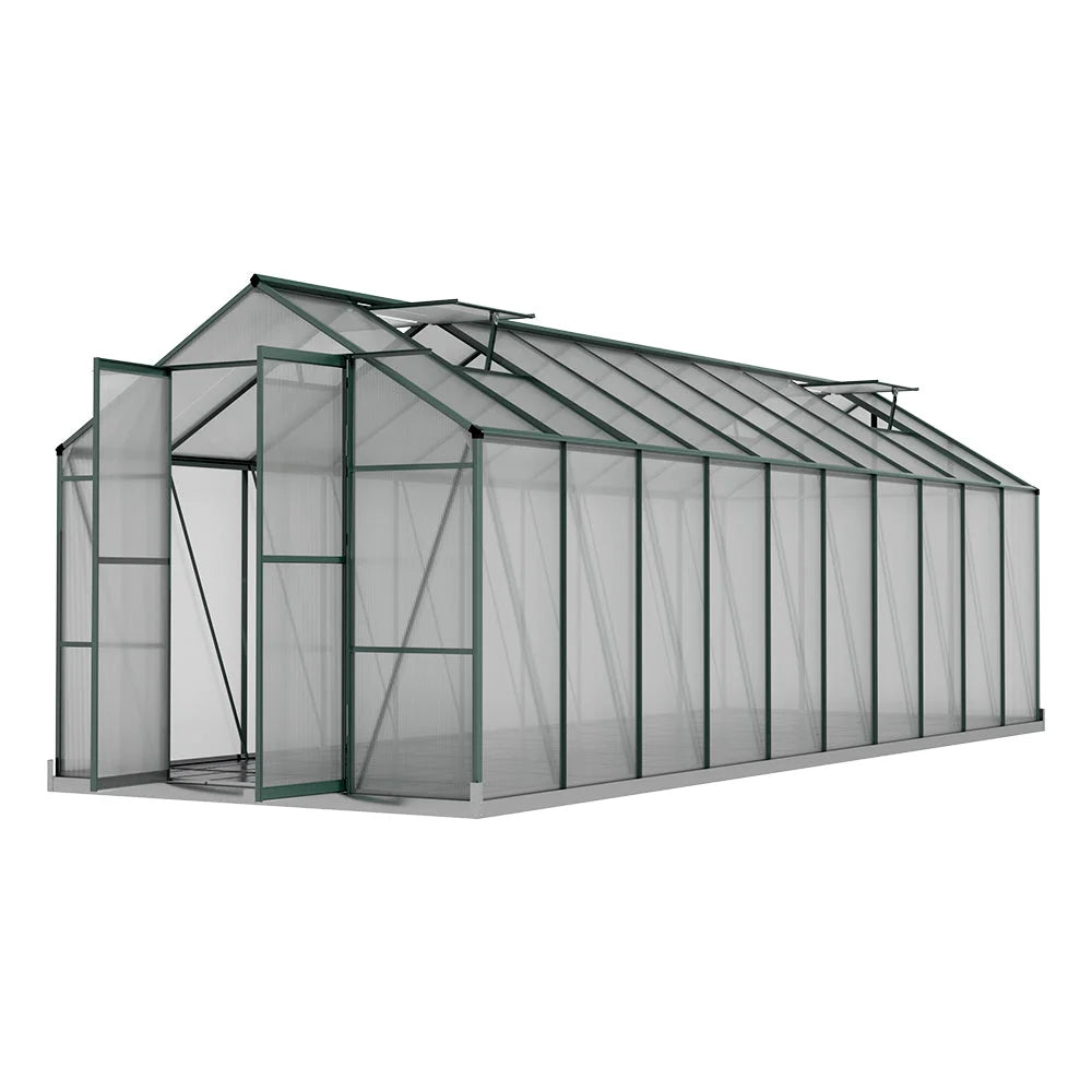 Greenhouse Aluminium 6.3x2.44x2.1M Polycarbonate Garden