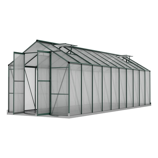 Greenhouse Aluminium 6.3x2.44x2.1M Polycarbonate Garden