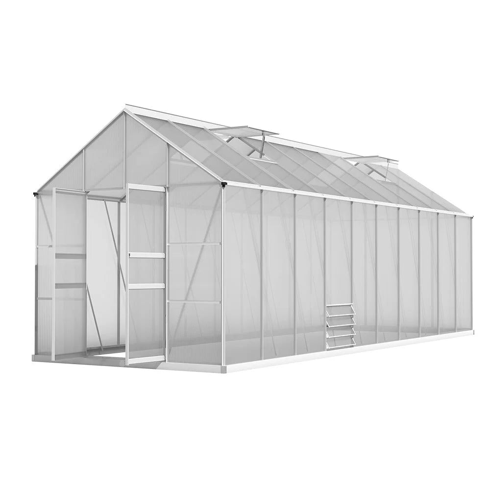 Greenhouse Aluminium Large Garden Shed 6X2.4M