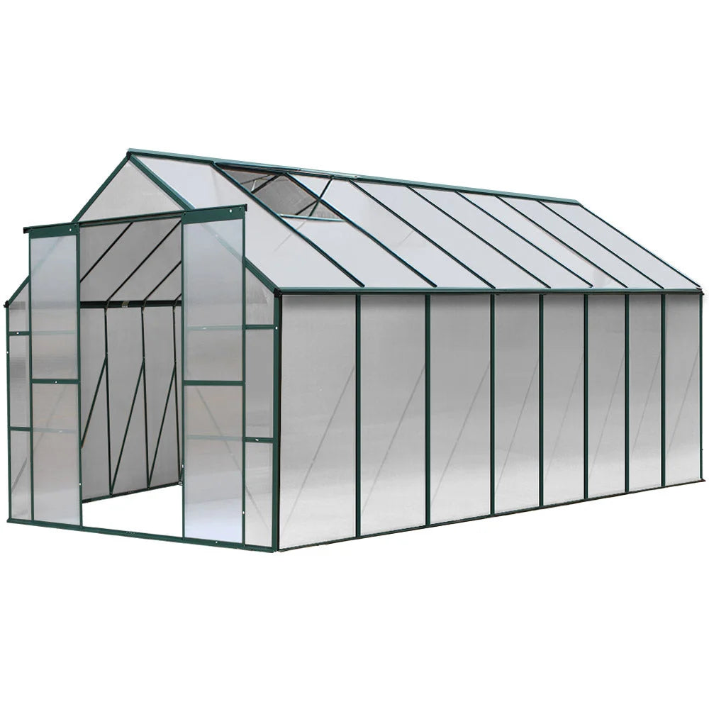 Green aluminium 5 1x2 greenhouse with polycarbonate shed greenfingers house
