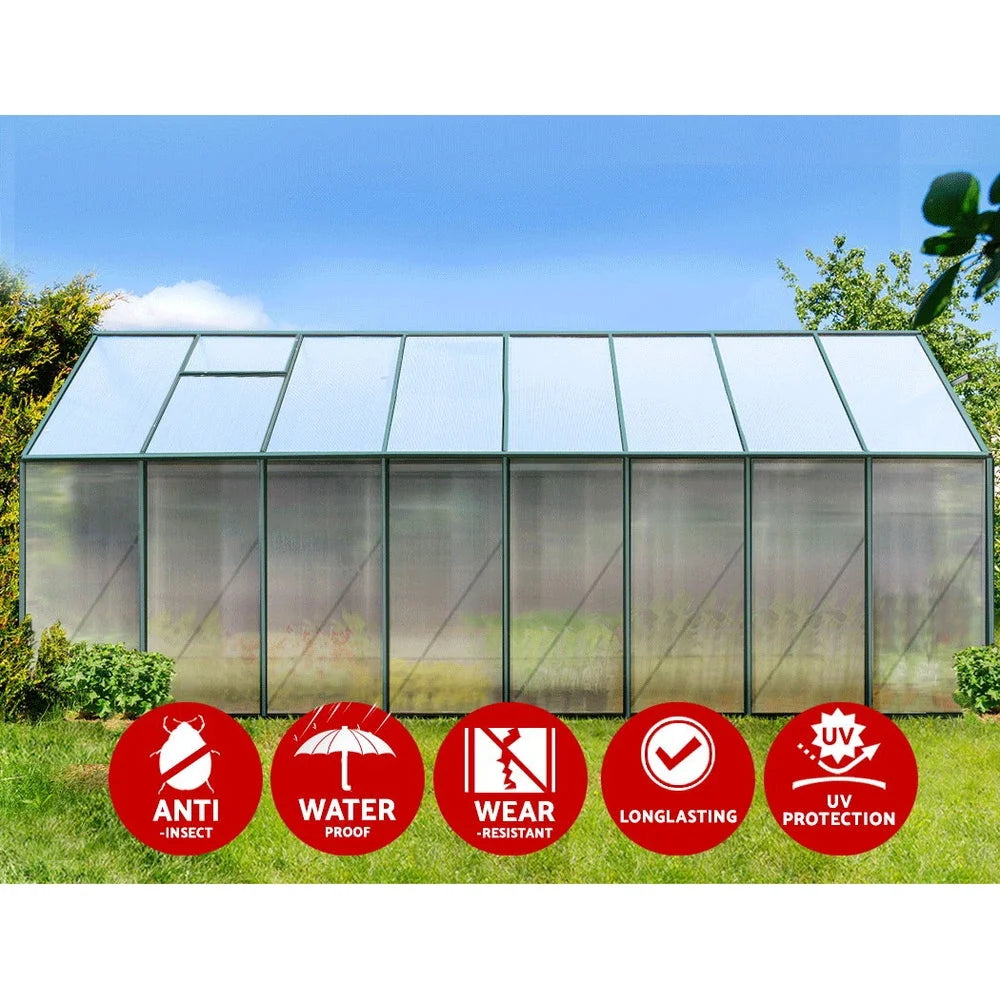 Greenhouse Aluminium Polycarbonate 5.1x2.44x2.1M Garden Shed