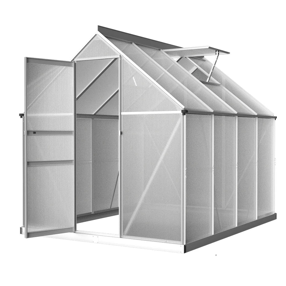 Greenhouse Aluminium Polycarbonate Garden Shed - 2.4x1.9M