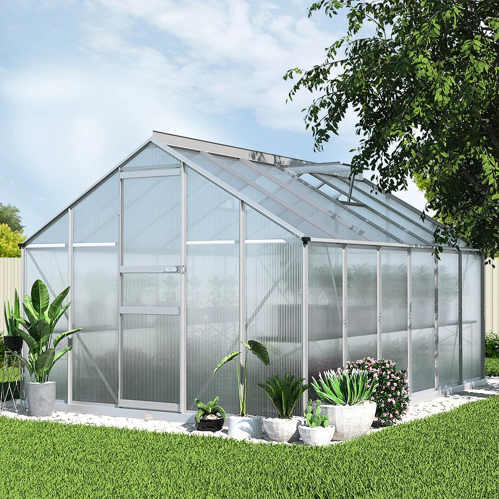 Greenhouse Aluminium Polycarbonate Garden Shed - 3.6x2.5M