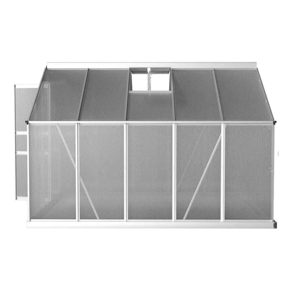 Greenhouse Aluminium Polycarbonate Garden Shed - 3x2.5M