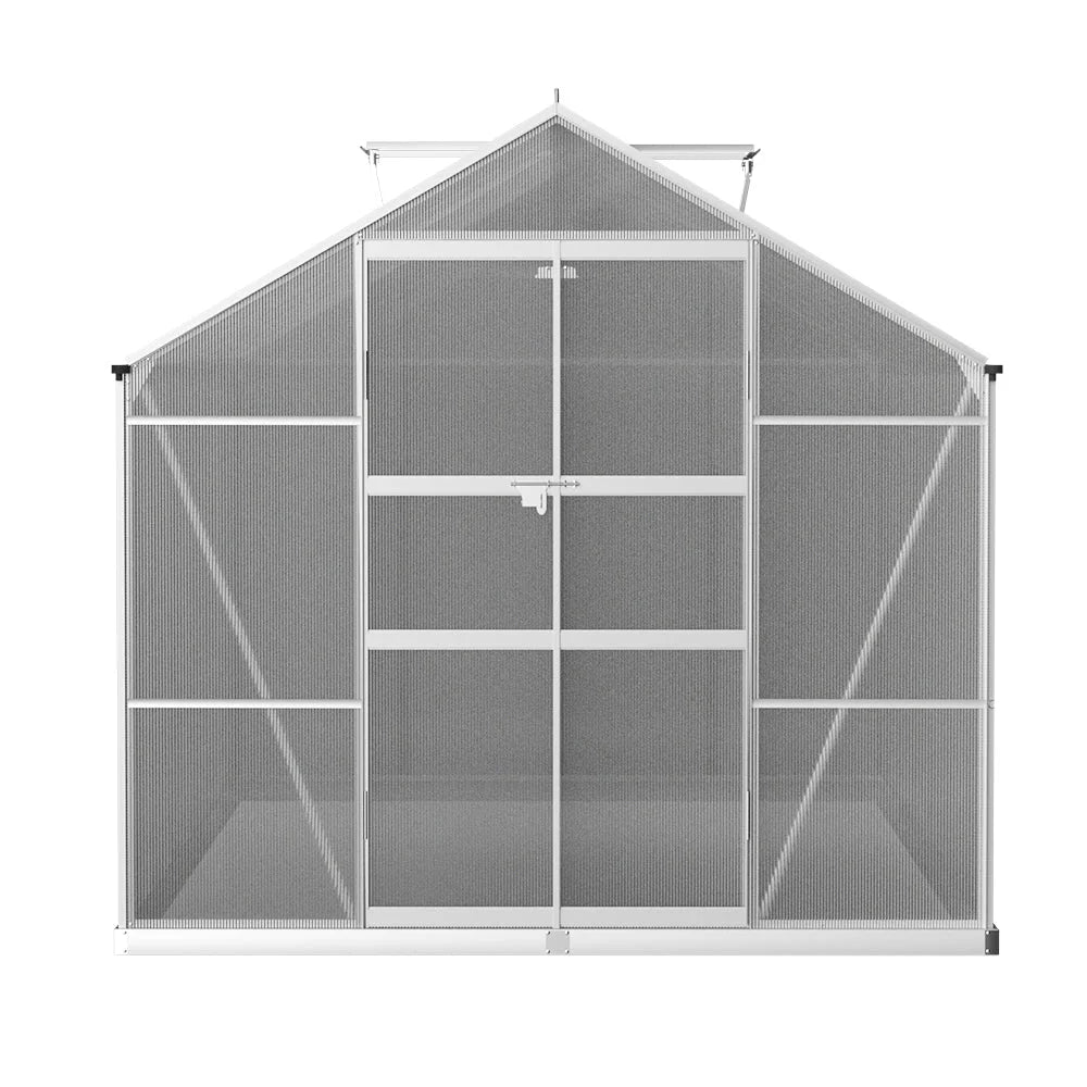 Greenhouse Aluminium Polycarbonate Garden Shed - 3x2.5M