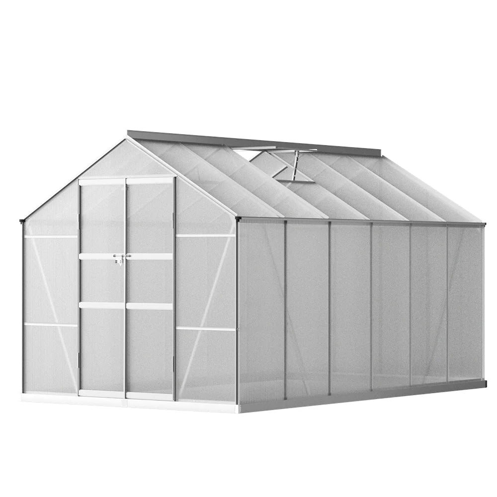 Greenhouse Aluminium Polycarbonate Garden Shed - 3x2.5M