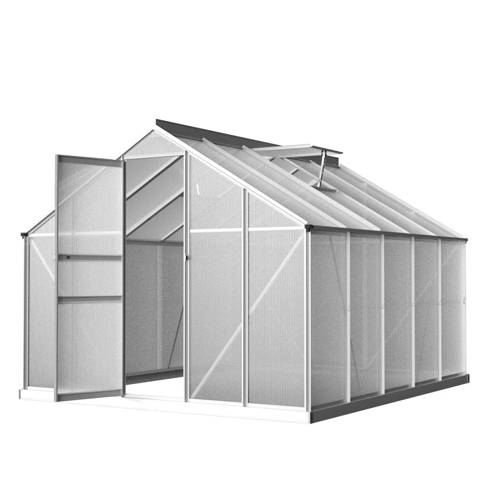 Greenhouse Aluminium Polycarbonate Garden Shed - 3x2.5M