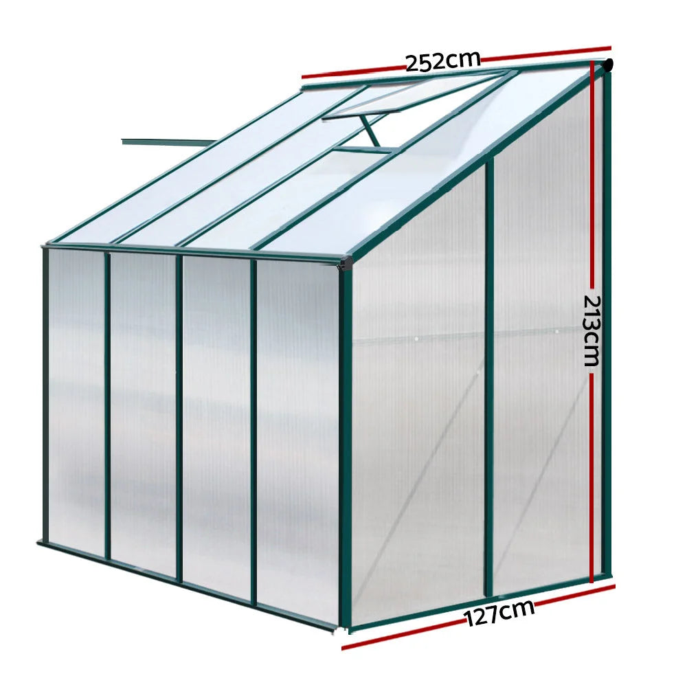 Greenhouse Aluminum Garden Polycarbonate 2.52x1.27M