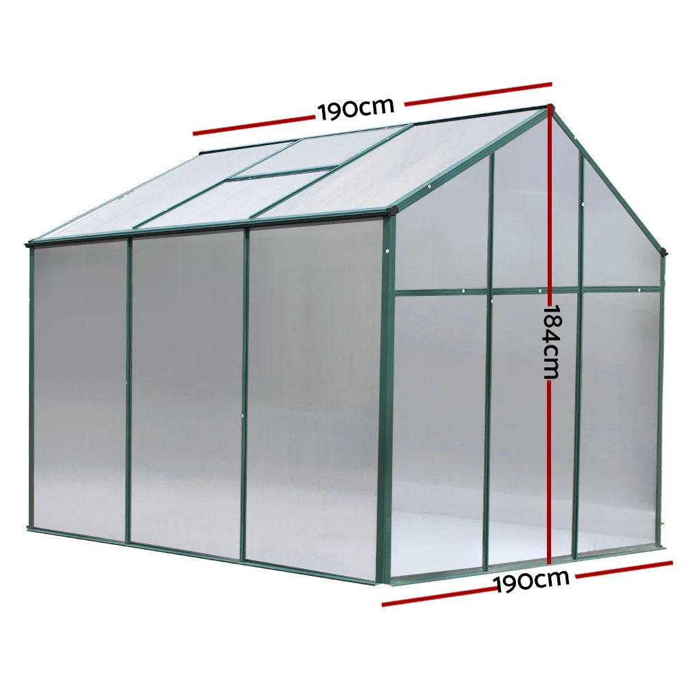 Greenhouse Aluminum Garden Shed Polycarbonate 1.9x1.9M