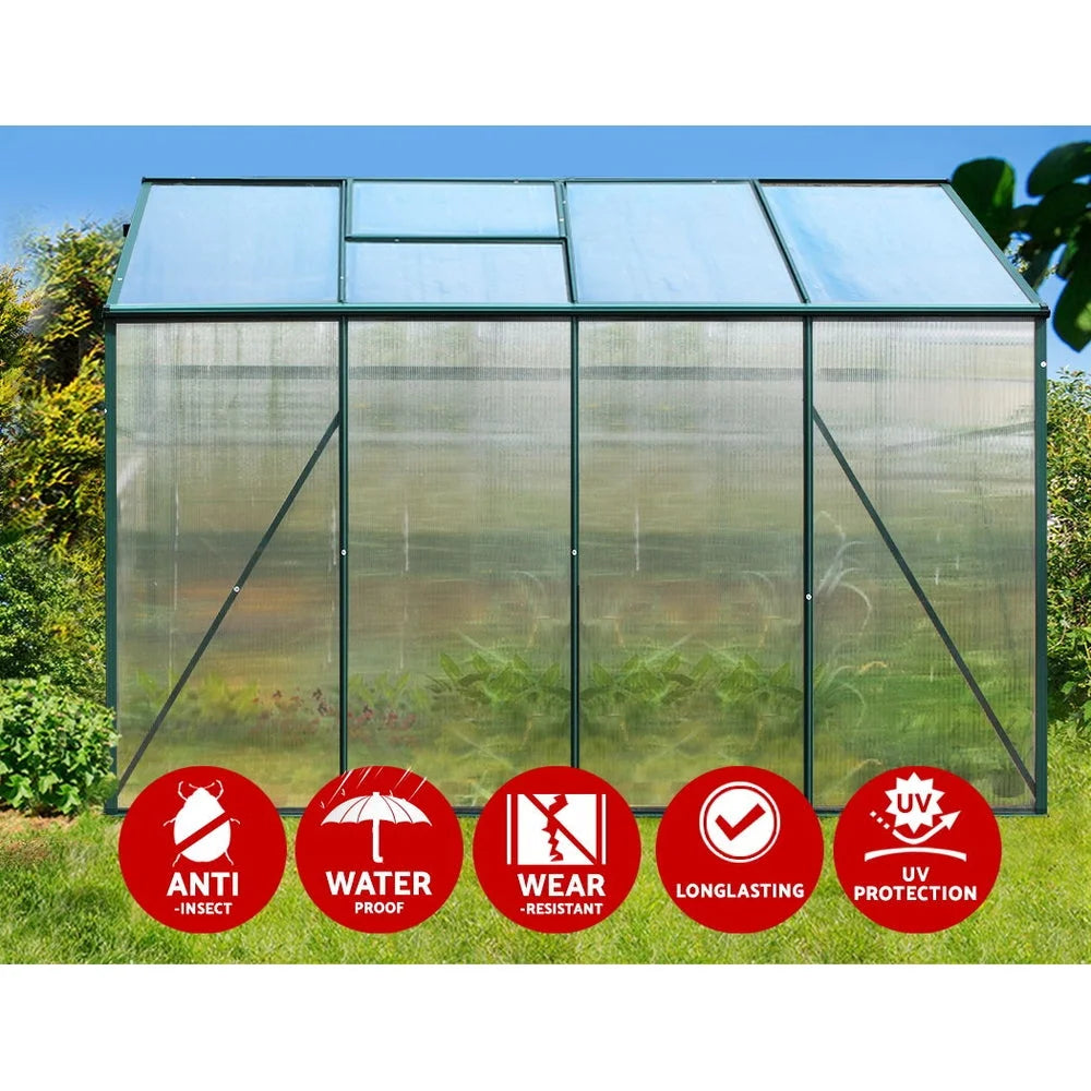 Greenhouse Aluminum Garden Shed Polycarbonate 2.52x1.9M