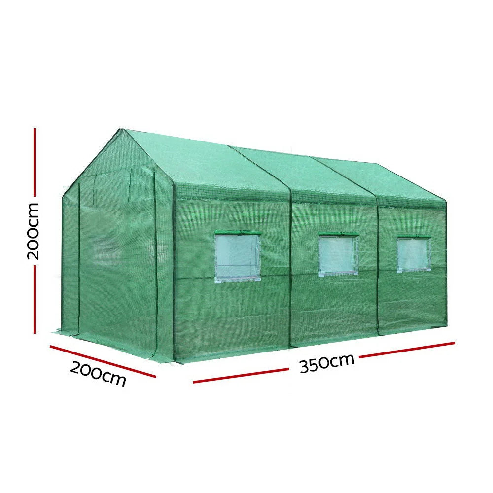 Greenhouse Garden Shed Storage Lawn 3.5X2X2M - Green