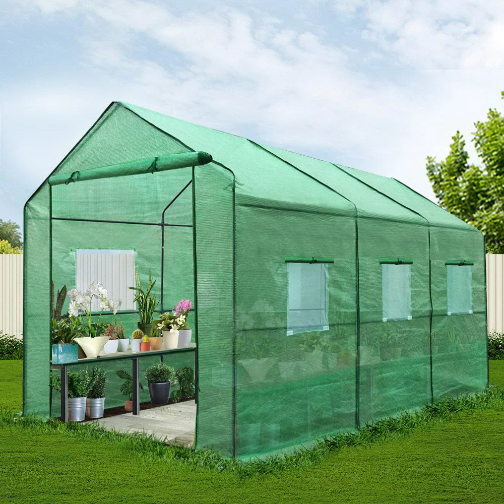 Greenhouse Garden Shed Storage Lawn 3.5X2X2M - Green