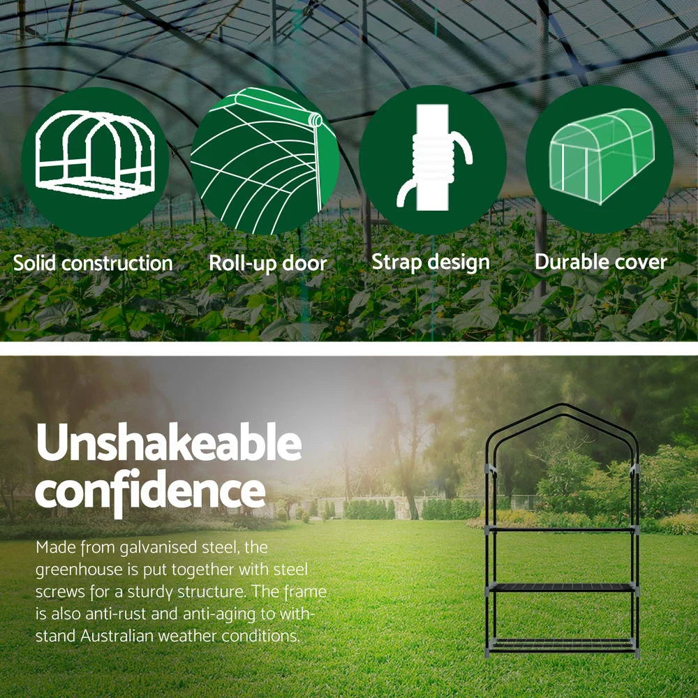 Greenhouse Mini 3-Tier Garden Bed Planter Box 1.28x0.7x0.5M