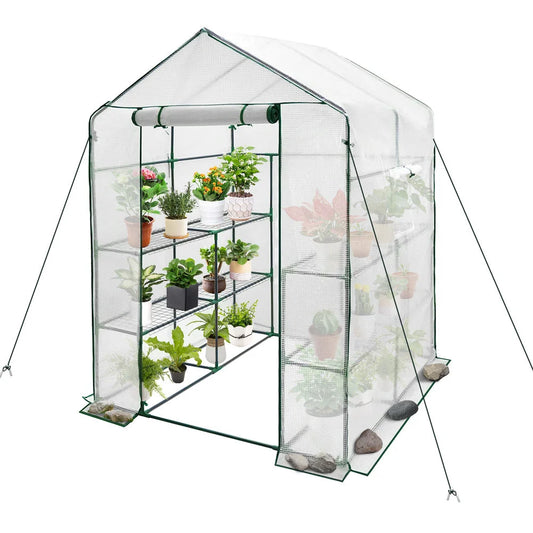 Greenhouse Walk In Tunnel Three Tier Planting Shelves
