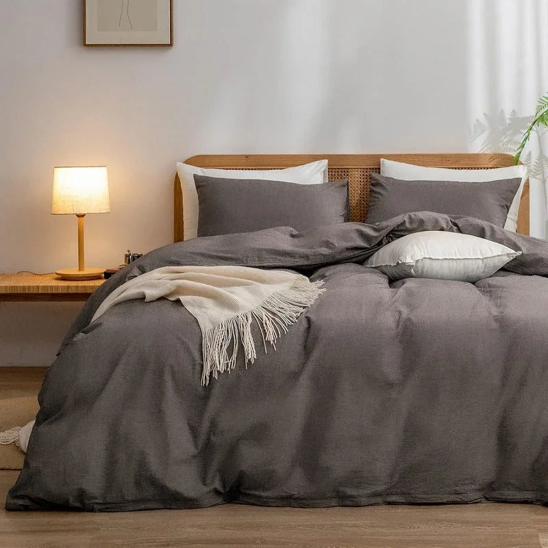 Grey 1.8m (Duvet Cover 180*220cm) Luxurious Soft Brushed
