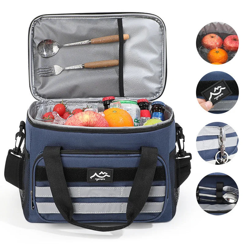 Grey 18L Large Capacity Outdoor Insulated Cooler Bag