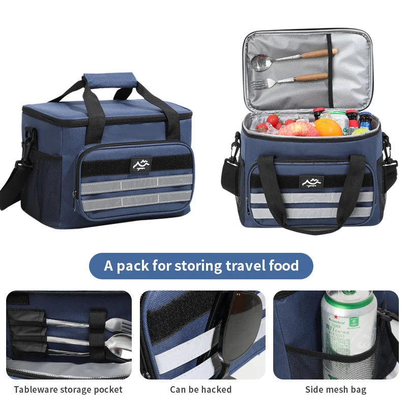 Grey 18L Large Capacity Outdoor Insulated Cooler Bag