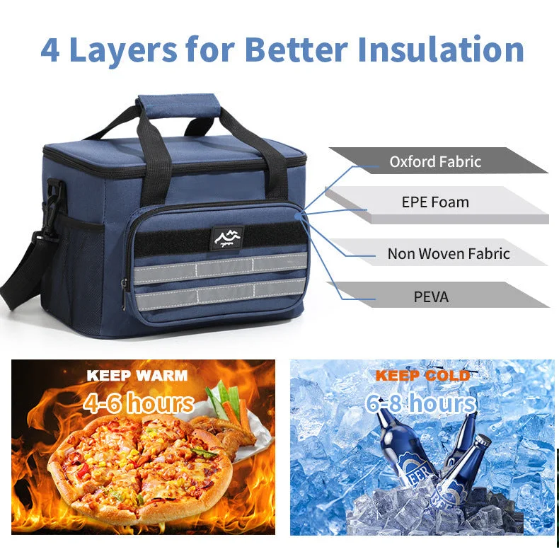 Grey 18L Large Capacity Outdoor Insulated Cooler Bag