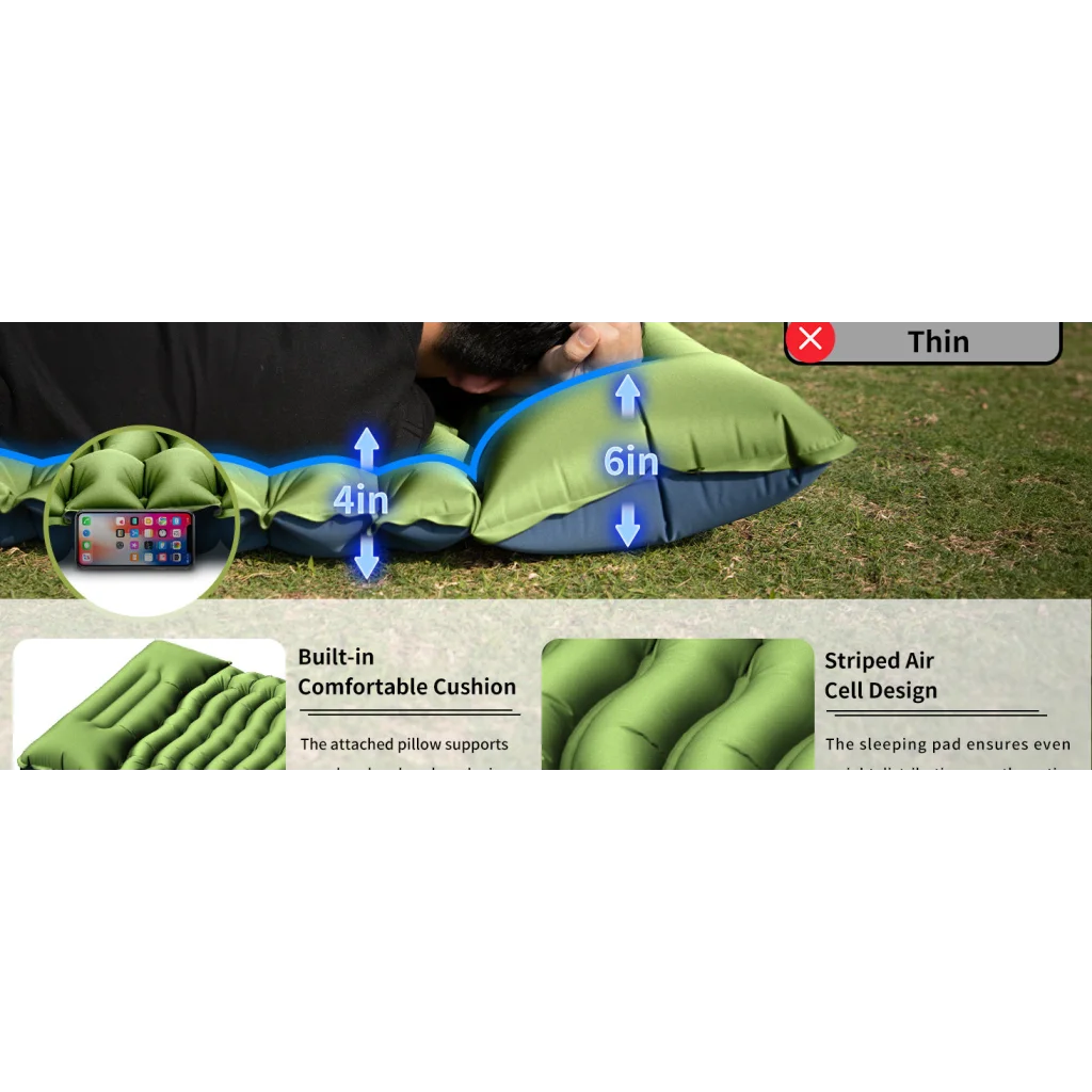 Grey 190cm Ultra-Light Foot Pump Inflatable Camping