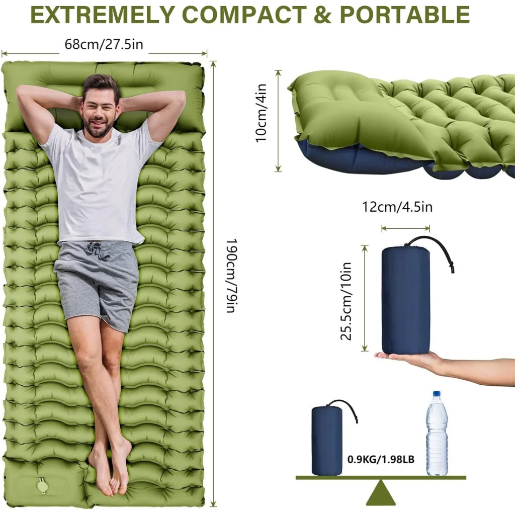 Grey 190cm Ultra-Light Foot Pump Inflatable Camping