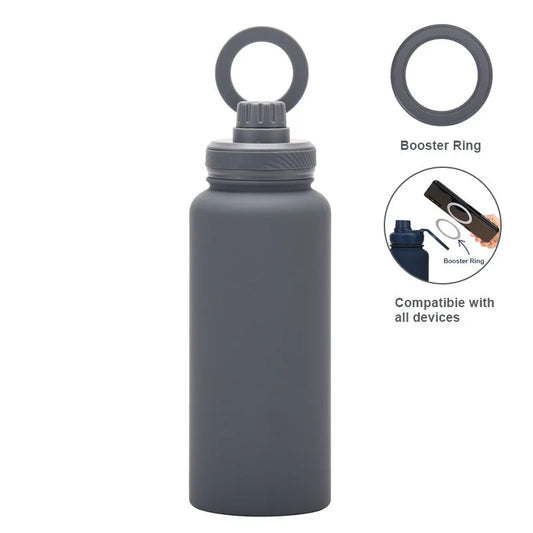 Grey 1L Stainless Steel Water Bottle with Magnetic