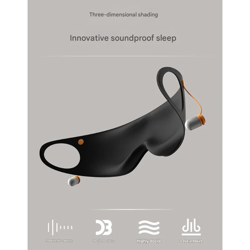 Grey 2-in-1 Blackout Sleep Mask with Integrated Noise