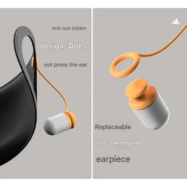 Grey 2-in-1 Blackout Sleep Mask with Integrated Noise