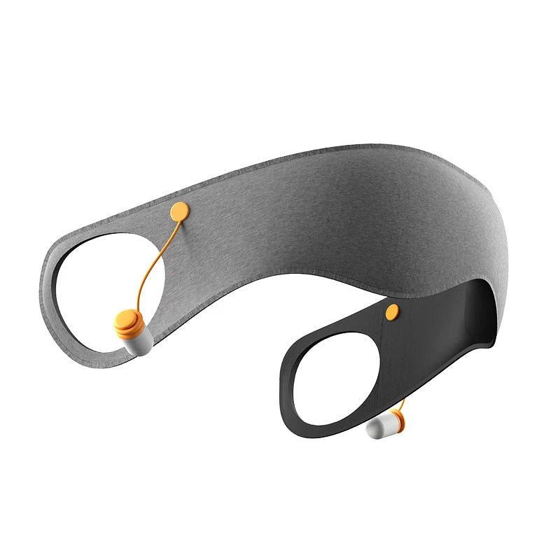 Grey 2-in-1 Blackout Sleep Mask with Integrated Noise