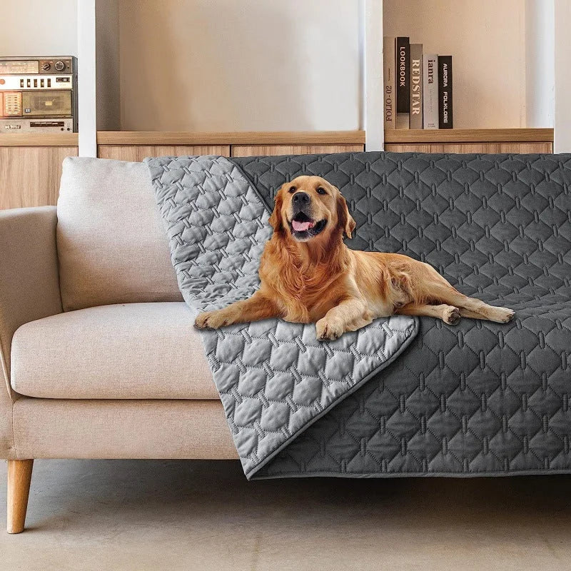 Grey 2-Sided Waterproof Pet Sofa Cover - Dog Bed Protector
