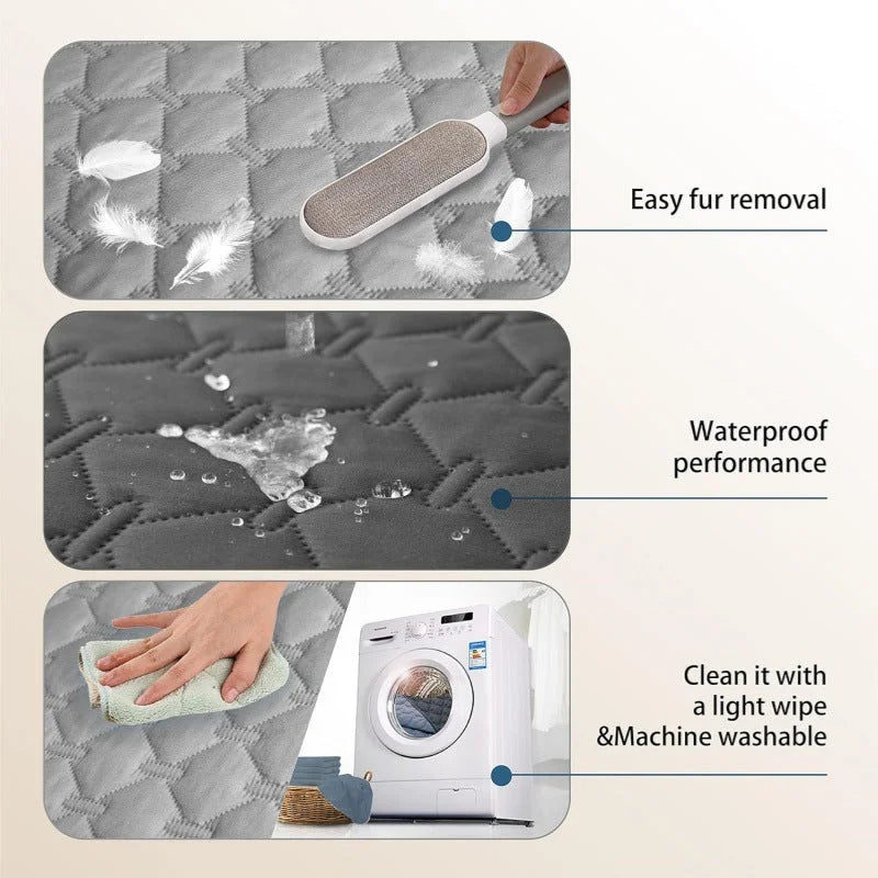 Grey 2-Sided Waterproof Pet Sofa Cover - Dog Bed Protector