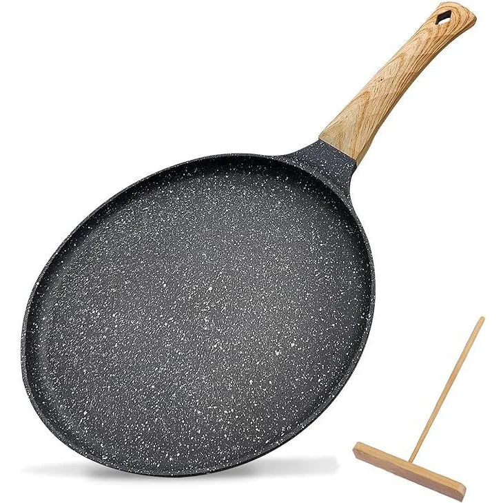 Grey 28cm Non Stick Crepe Pan Versatile Flat