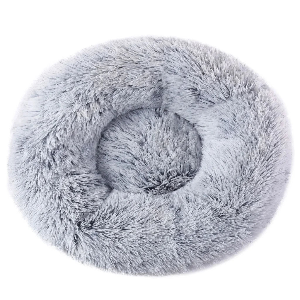 Grey 50cm Cozy Round Pet Bed - Plush Cat & Dog Bed