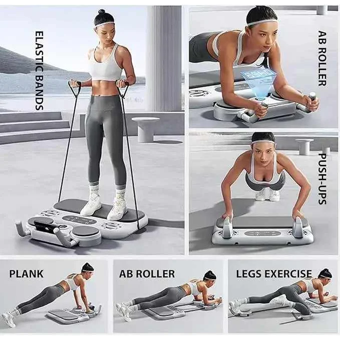 Grey 6-in-1 Multifunctional Fitness Board – Ab Wheel