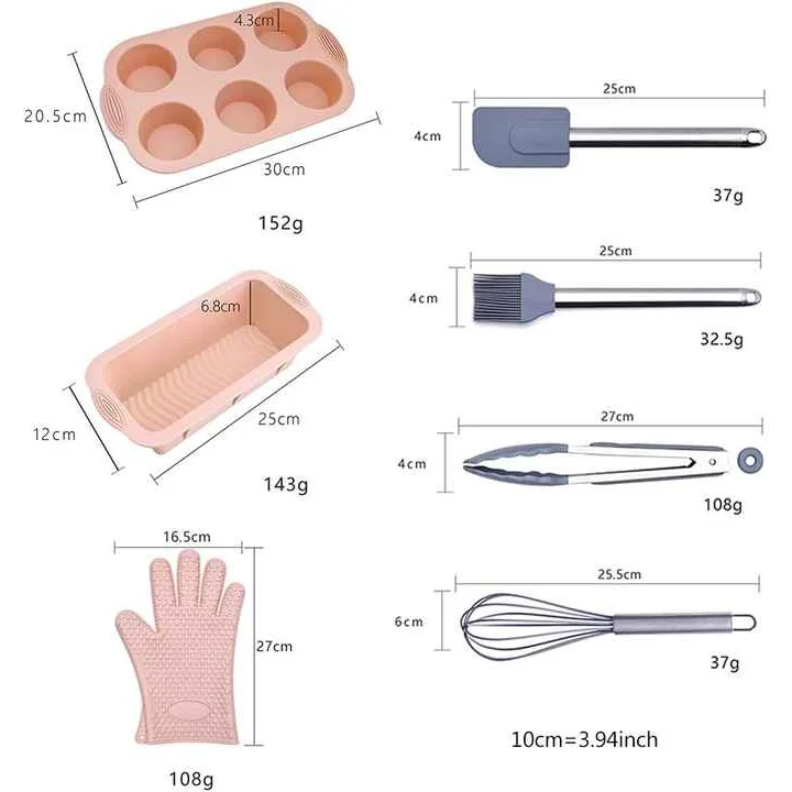 Grey 7 Piece Silicone Bakeware Set