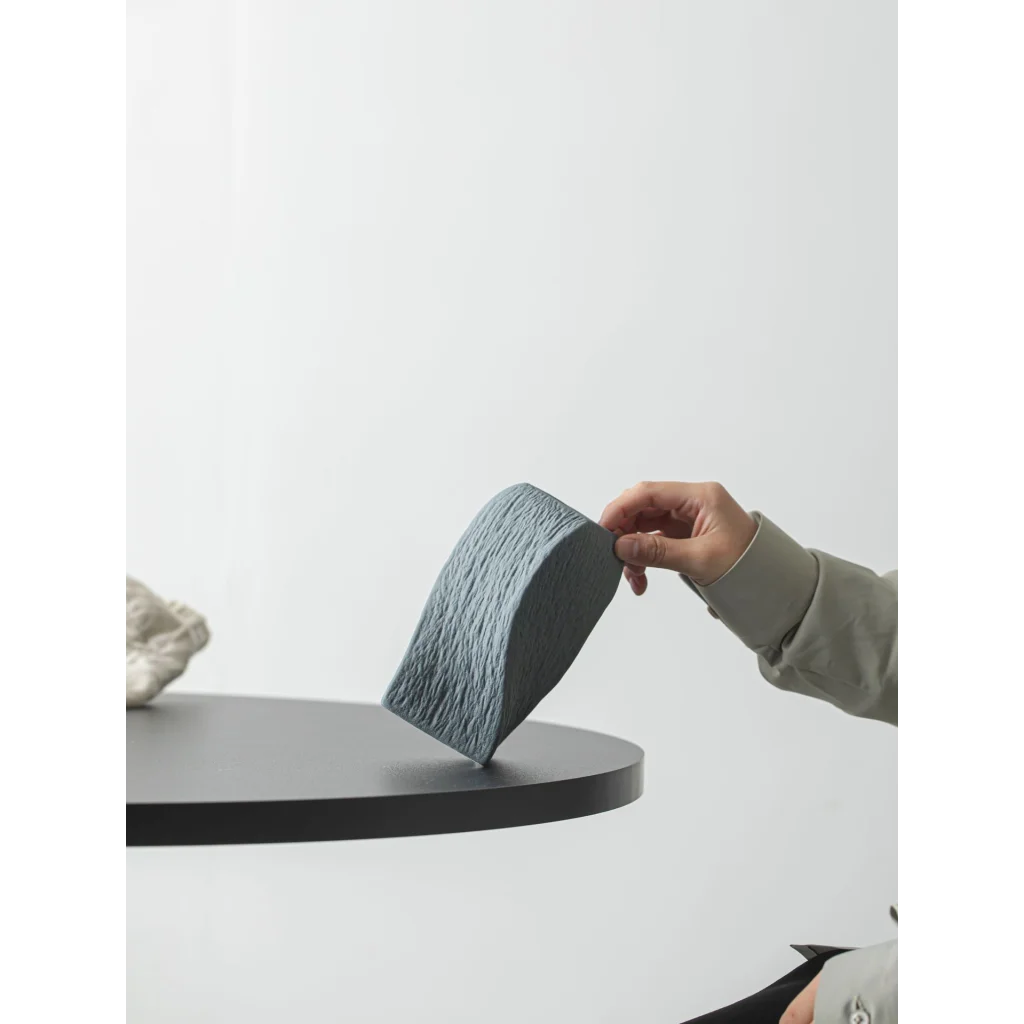 Grey Abstract Twisted Ceramic Vase - Artistic Minimalist