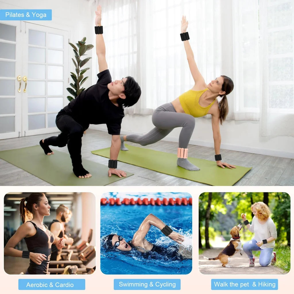 Grey Adjustable Silicone Wrist & Ankle Weights - 2lb Pair