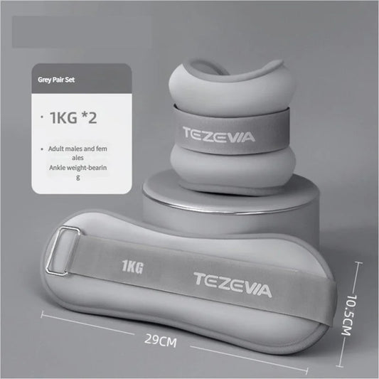 Grey Adjustable Weighted Leg & Wrist Sandbag Set - 1kg Each