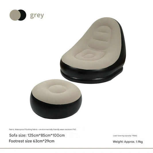 Grey And Black Patchwork Portable Inflatable Sofa Chair