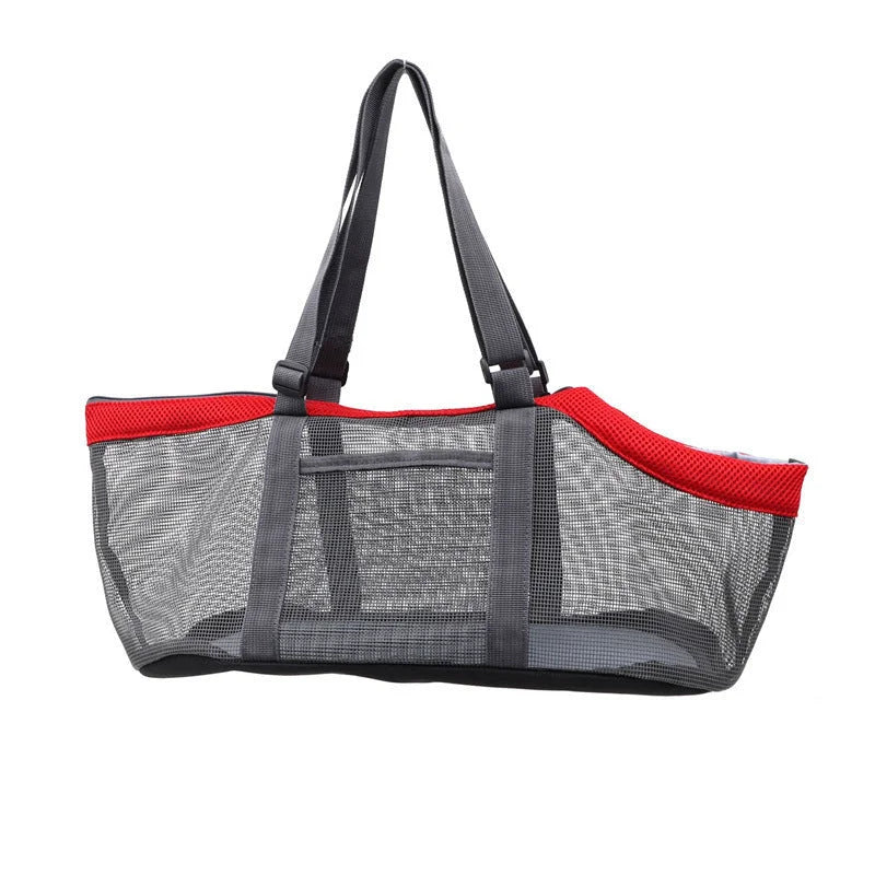Grey And Red Lightweight Breathable Mesh Pet Carrier