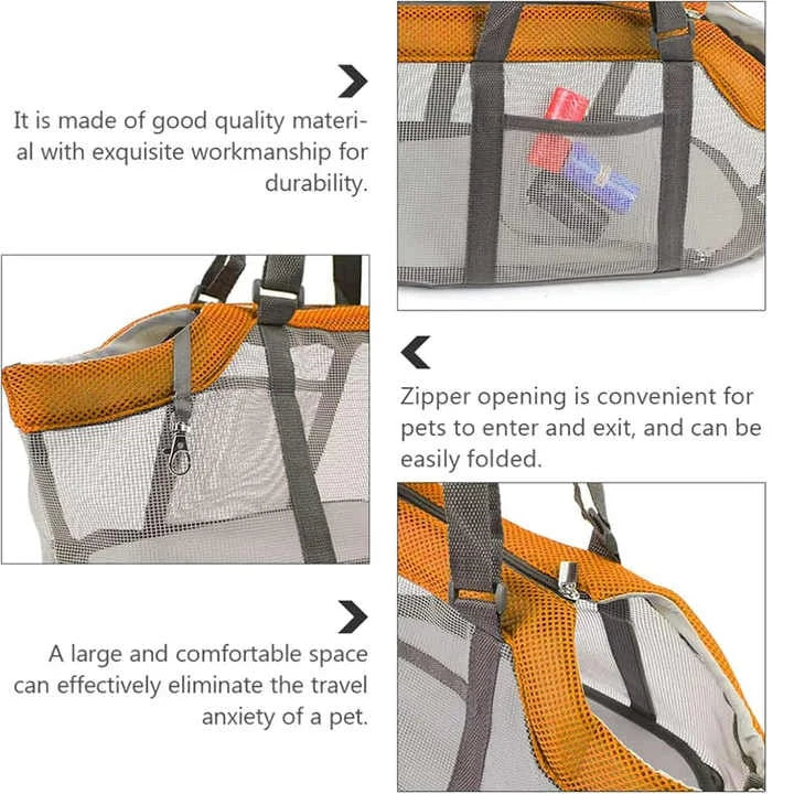 Grey And Red Lightweight Breathable Mesh Pet Carrier