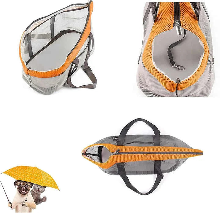 Grey And Red Lightweight Breathable Mesh Pet Carrier