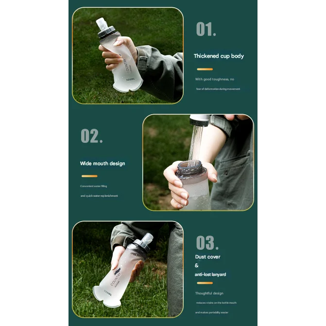 Grey and White Ultra-Lightweight 350ml Soft Running Flask