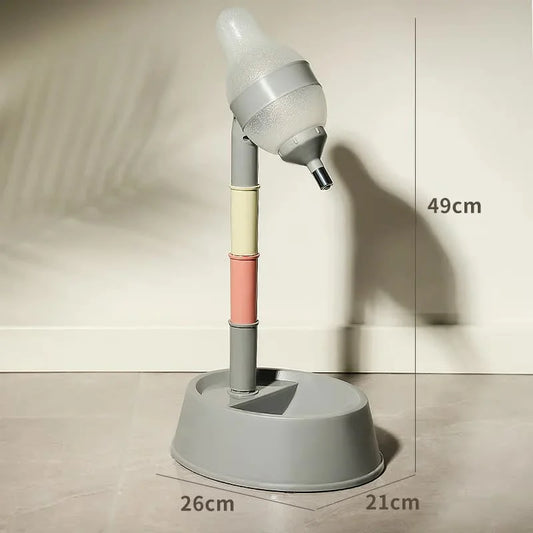 Grey Base Adjustable Height Pet Water Dispenser with Food