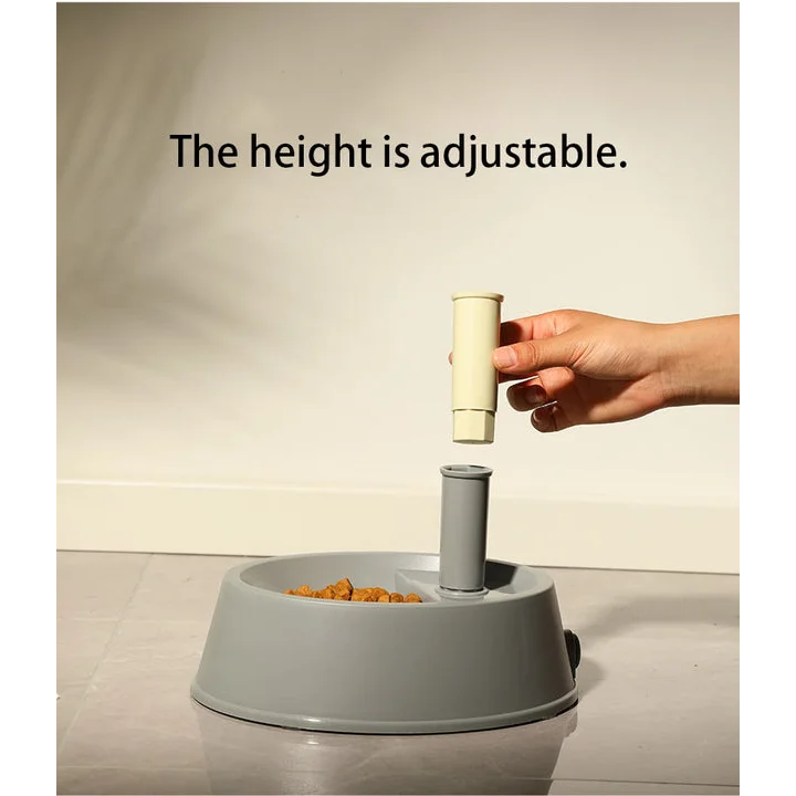 Grey Base Adjustable Height Pet Water Dispenser with Food
