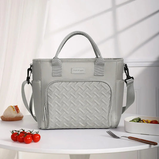 Grey Chic Insulated Lunch Tote Bag - 11L Large Capacity