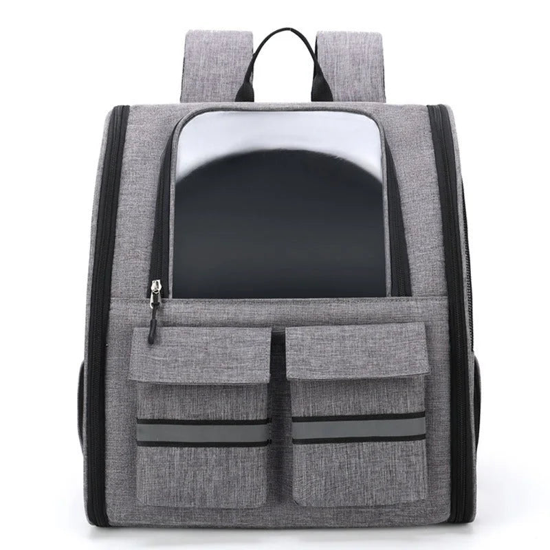 Grey Collapsible Pet Carrier Backpack with Trolley Sleeve care