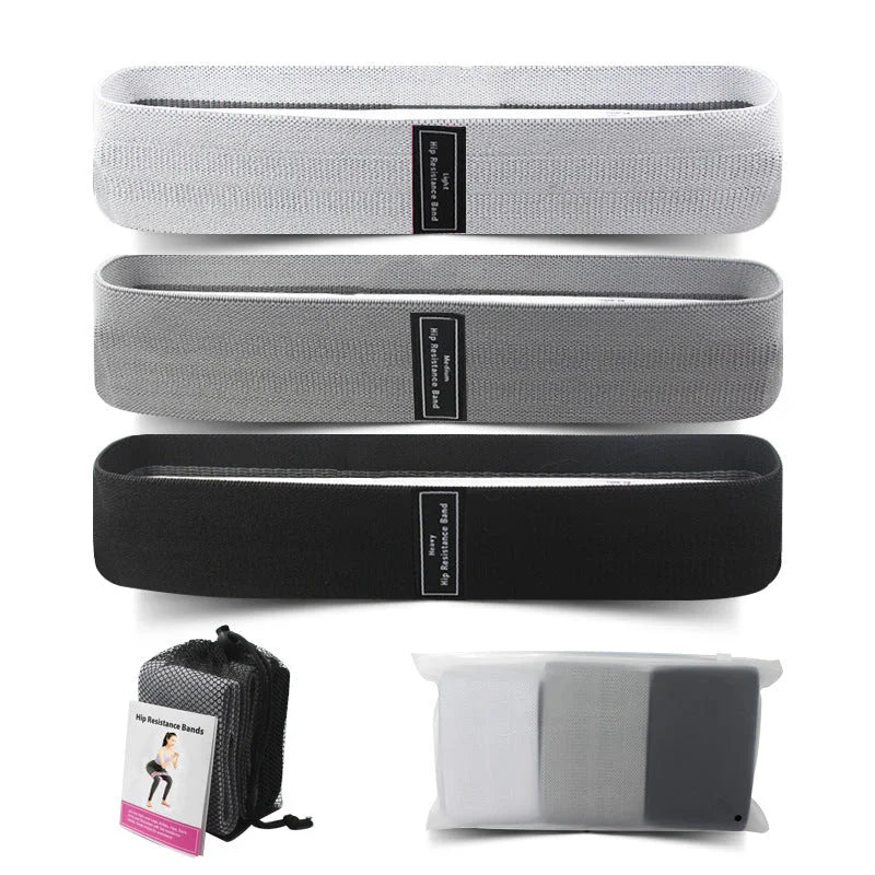 Grey Colour Scheme Fabric Resistance Bands Set - 3 Levels